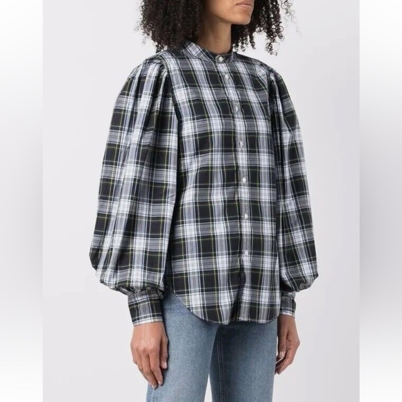 NWT Polo Ralph Lauren Womens Plaid Puff Sleeve Button Down Shirt Sz 6 Preppy - Picture 2 of 13